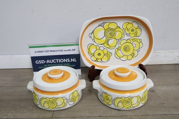 Afbeelding van Vintage keramieken ovenschalen en dienblad