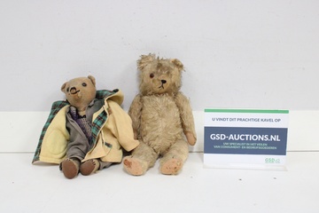 Afbeelding van Set van 2 vintage teddyberen