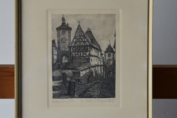 Afbeelding van Originele ets: Plönlein in Rothenburg ob der Tauber