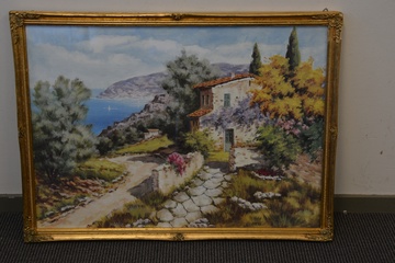 Afbeelding van Ingelijst Mediterraan landschapsschlderij v M. Lizzi