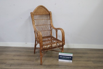 Afbeelding van Vntage Rotan stoel, Fauteuil'