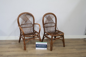 Afbeelding van Set van 2 Vintage Rotan Stoelen