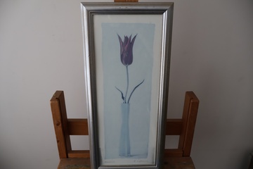 Afbeelding van Ingelijste botanische schilderij van een tulp