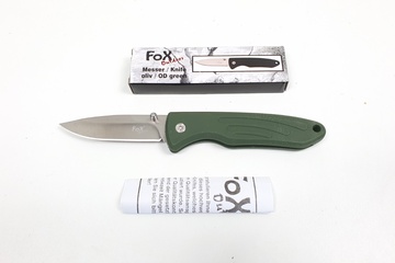 Afbeelding van 2x Fox outdoor werkmes klapmes met groene TPR grip handvat