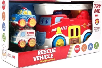 Afbeelding van 3delige Brandweerwagen met licht en geluid- Nieuw