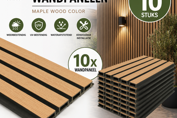 Afbeelding van Set van 10 OUTDOOR wall panel - MAPLE WOOD - composit