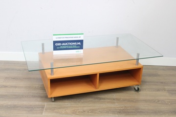 Afbeelding van Verrijdbare Salontafel met Glazen Bovenblad'''