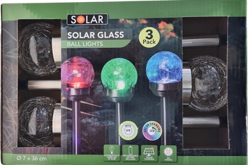 Afbeelding van 2x Solar Glass Ball Lights - 3x pack - Verschillende kleuren 