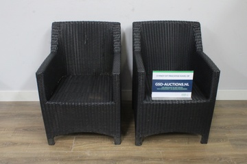 Afbeelding van Twee zwarte rotan stoelen