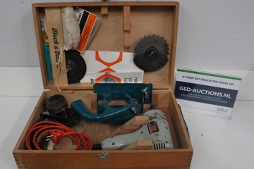 Afbeelding van Set elektrisch gereedschapsset in een houten kist'