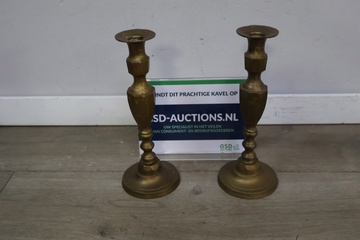 Afbeelding van Set van 2 Vintage Messing/Koperen Kandelaars