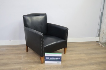 Afbeelding van Vintage Zwarte leren fauteuil'