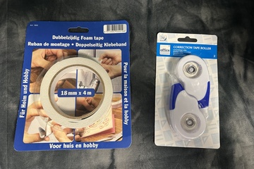 Afbeelding van dubbelzijdige tape en correctie tape