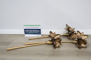 Afbeelding van Set van drie  gouden kunstbloemen'