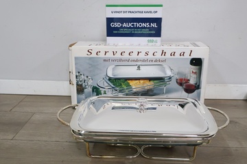 Afbeelding van Serveerschaal met verzilverd onderstel en deksel