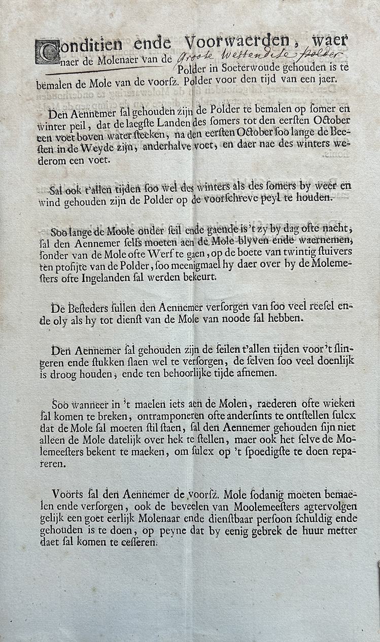 Afbeelding 1: oud document over aanbesteding bemaling