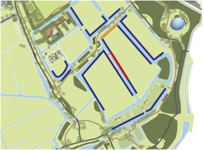 Kaart van de onderzoekslocatie in polderpark Cronesteyn