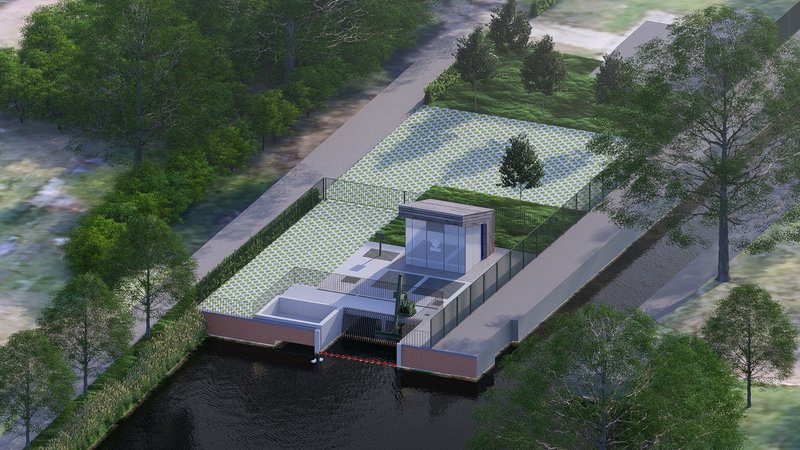 ontwerptekening van het nieuwe gemaal Bergsluis