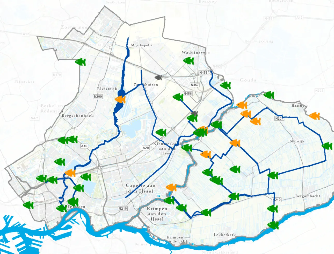 kaart met visroutes