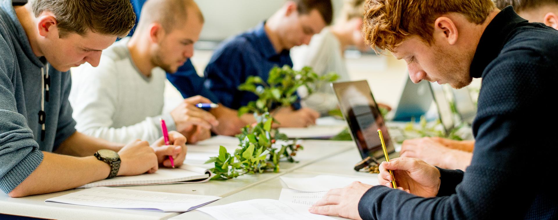 Tuin- en Landschapsinrichting studenten in een klaslokaal
