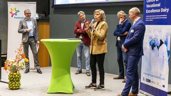 Karin Vinke, Koos de Vries, Wijnand Verschuur, Han Zuidema op het podium