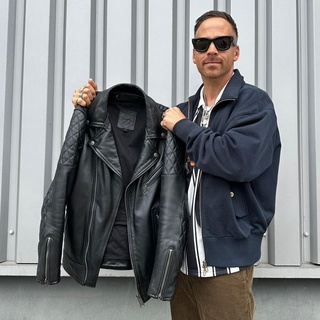 Image of Arjan van den Boom’s personal leather motorcycle jacket!