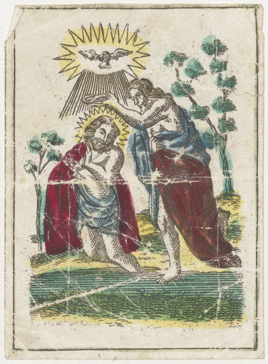 Doop van Christus in de Jordaan - devotieprent