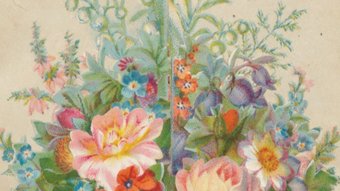 Bloemenvaas waarachter (1875-1899),vervaardigder onbekend
