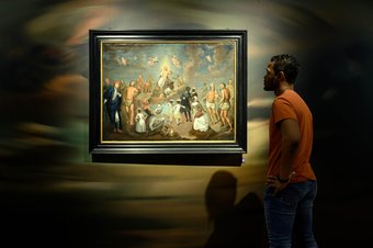 'De Eerstelingen' van Johann Valentin Haidt (ca. 1749). Unitätsarchiv van de Evangelische Bruder-Unität, Herrnhut, Duitsland. Tentoonstelling Christendom en slavernij. Foto Mike Bink.