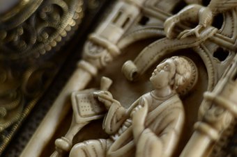 Lebuïnuscodex (detail), Keulen, 12e eeuw, collectie Museum Catharijneconvent, foto Marco Sweering