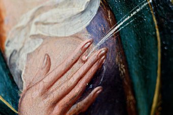 Triptiek met de Kruisiging en buitenluiken met de levensbron (detail). Meester van de Aanbidding te Antwerpen,
1520. Collectie Phoebus Foundation, foto Marco Sweering.