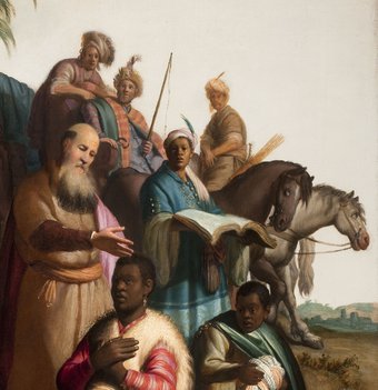 Rembrandt van Rijn, De doop van de man uit Ethiopië (detail), 1626.jpg