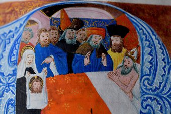 Miniatuur met de legende van Keizer Vespasianus. Ca 1460. Collectie  The Phoebus Foundation. Foto, Marco Sweering