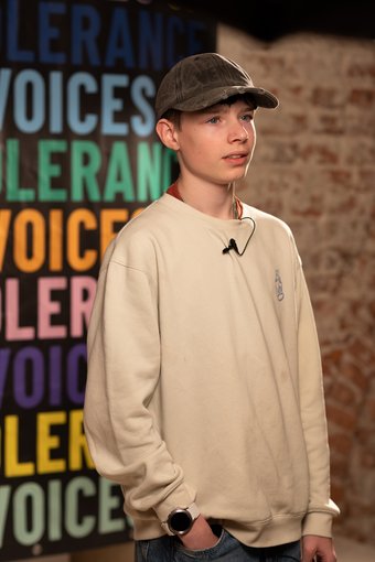 Leerling bij Voices of Tolerance eindevent 2025 - foto Femke Lockefeer