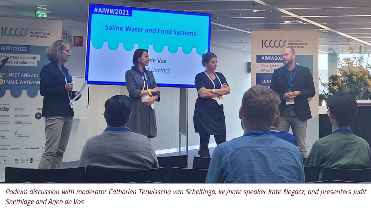 Podium discussion with moderator Catharien Terwisscha van Scheltinga, keynote speaker Kate Negacz, and presenters Judit Snethlage and Arjen de Vos (3).png