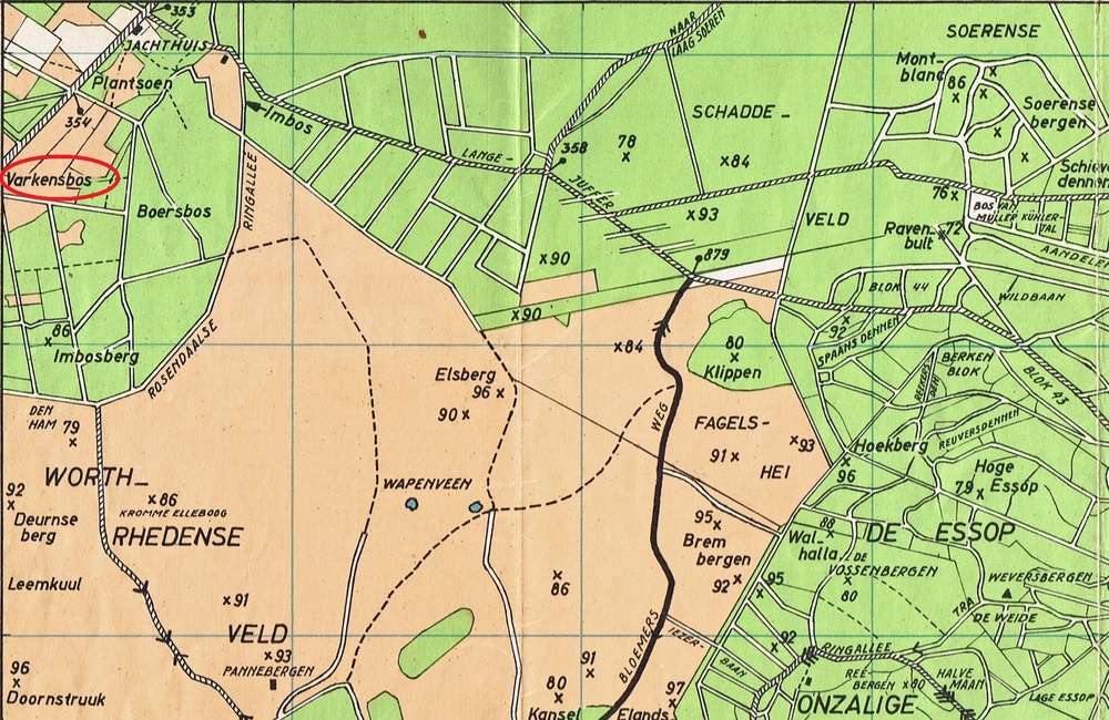 Kaartje uit 1935 met Varkensbos