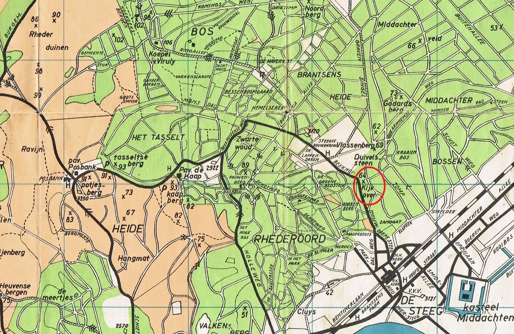 Kaartje uit 1935 met Hullekesberg