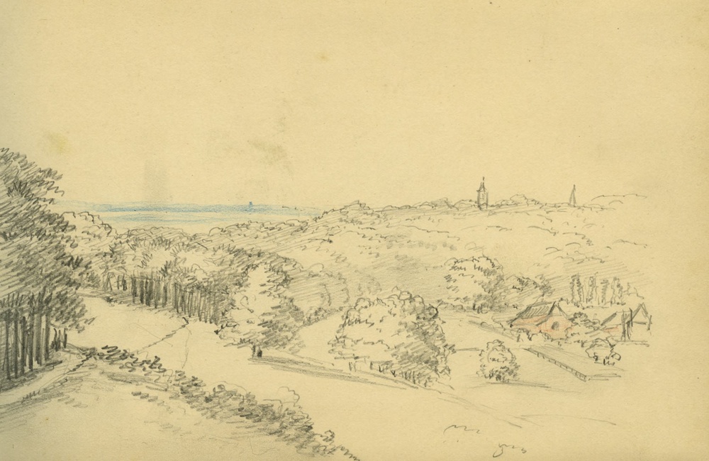 Schets van het uitzicht vanaf de Kapellenberg