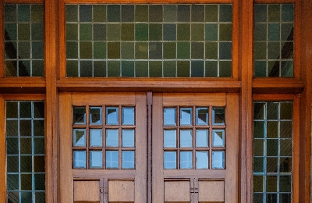 Deur met glas in lood ramen Gemeentehuis 2 - 2016
