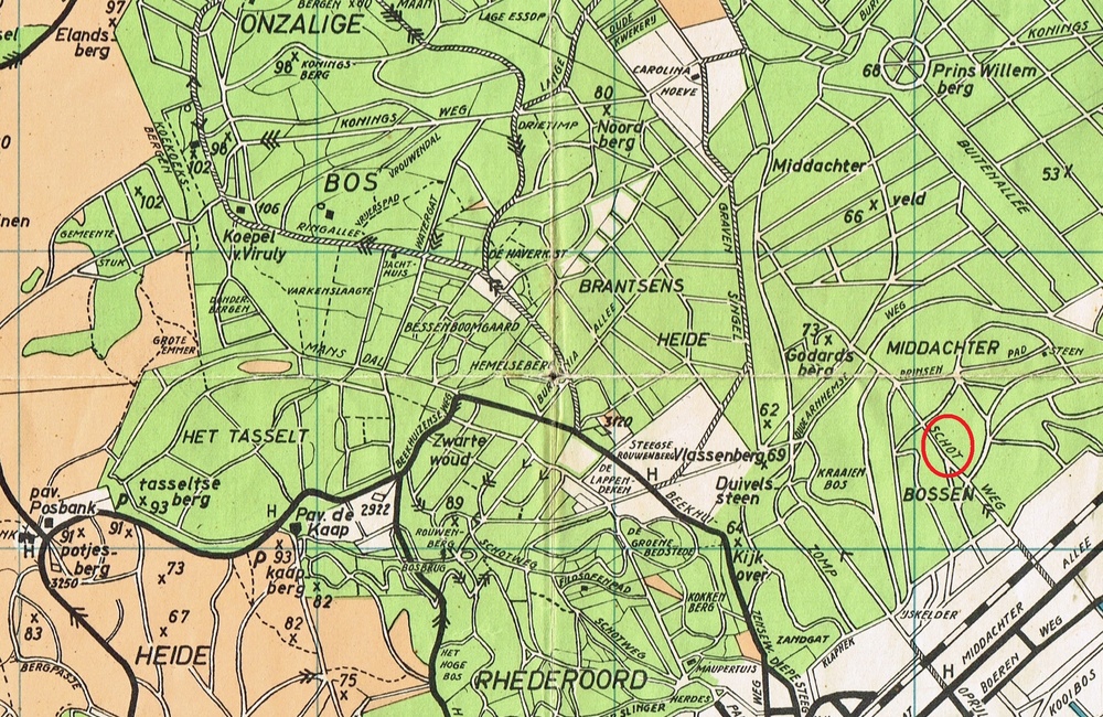 Overzichtskaart met Schotweg Middachten - 1935