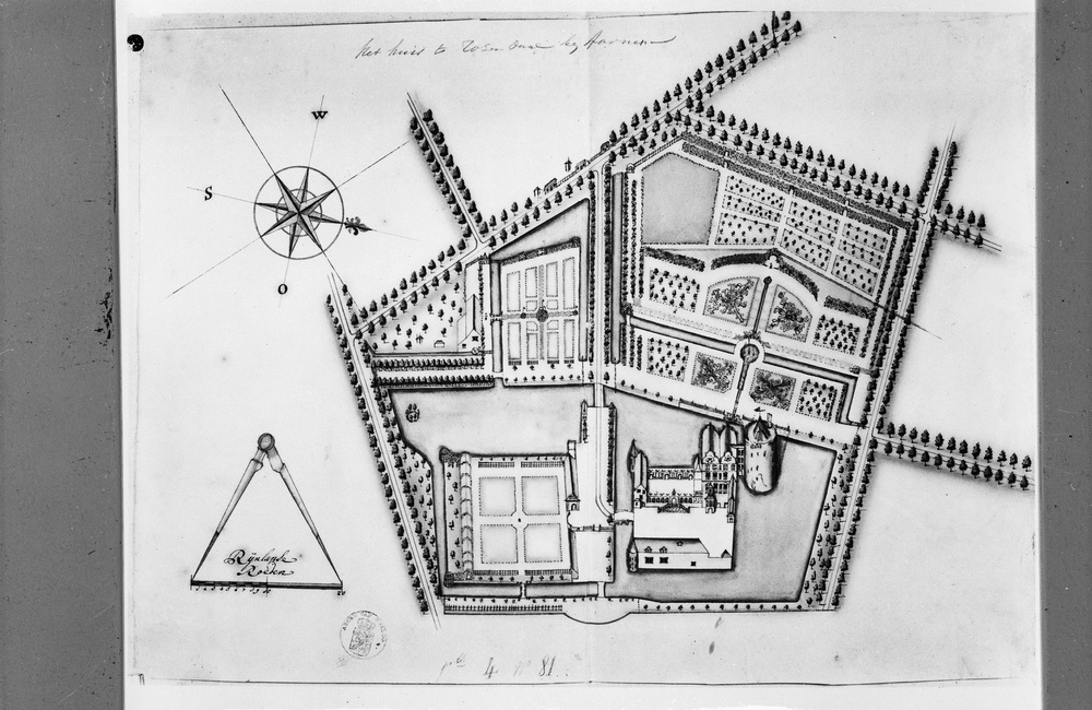 Historische plattegrond kasteel en omgeving