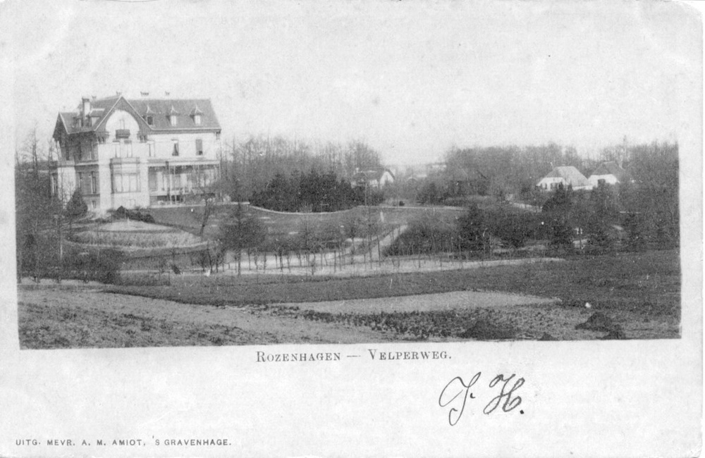 Rozenhagen met tuin en vijver - ca 1890
