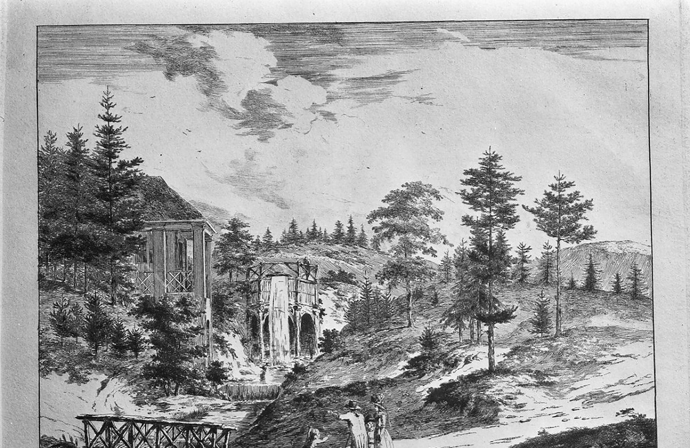 Beekhuizen cascade en theesalon gravure  Velp  20240213  RCE