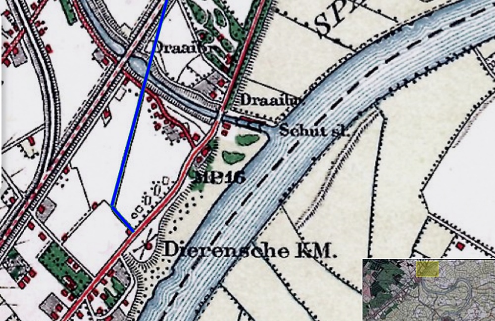 Kerkpad 1894 zie blauwe lijn
