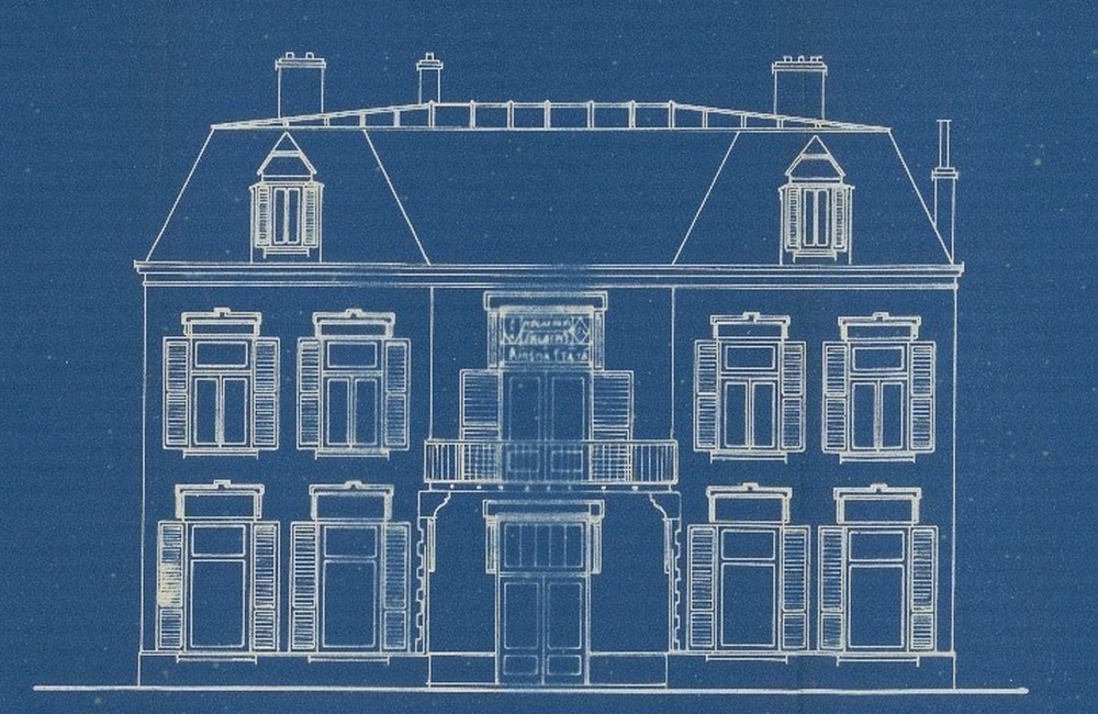 Oorspronkelijk ontwerp van de Villa uit 1865 (tekening uit 1937)