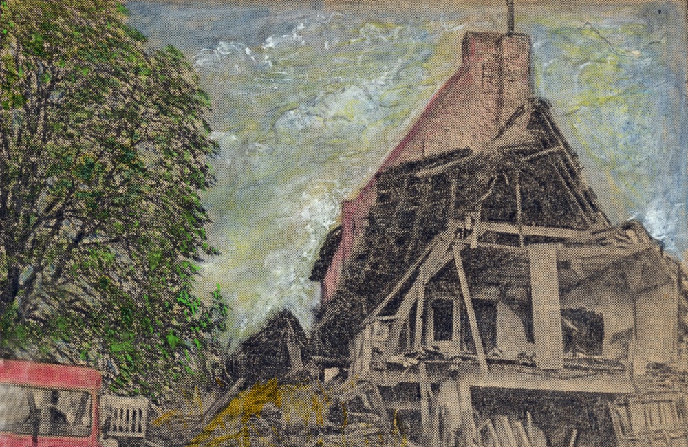 Krantenfoto van sloop van het veerhuis