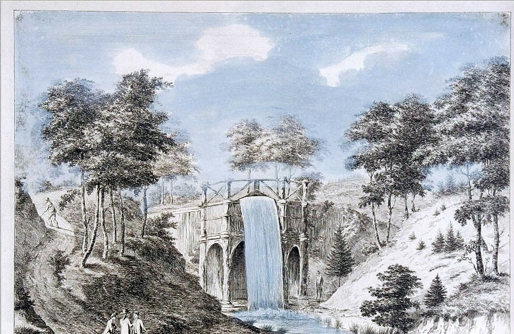 Grote Cascade in het park Beekhuizen 1765
