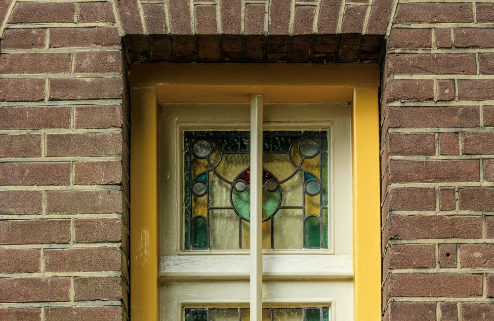 Detail glas in lood raam Villa Iris - 2016