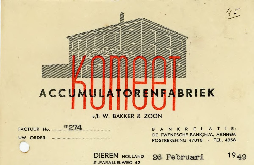Accufabriek Komeet - 1949