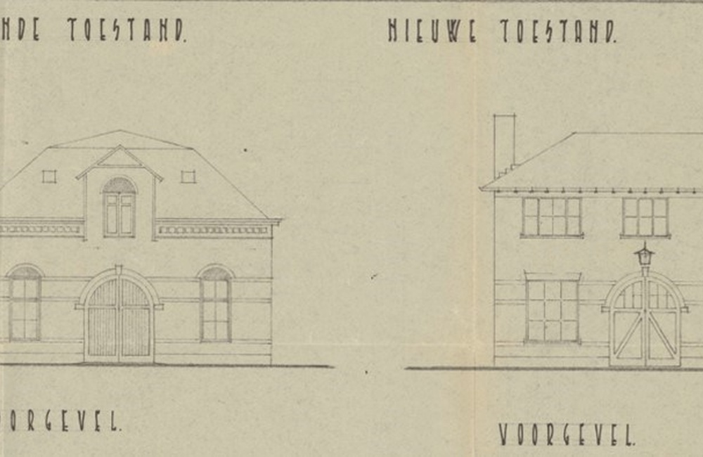 Tekening van de verbouw van het koetshuis 1952